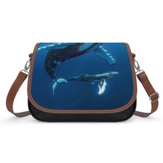 Generic Humpback Whale Crossbody Bags for Women Fashion Leather Shoulder Handbags With Adjustable Strap