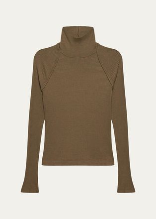 Helmut Lang Rib-Knit Shrug Turtleneck