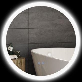 OEM Espejo De Ba&ntilde;o Redondo Con Luces Led &Oslash;60x3 Cm Espejo Antivaho 3 Luces De Colores Funci&oacute;n De Memoria Interruptor T&aacute;ctil