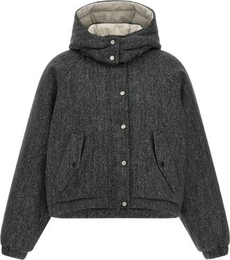 Brunello Cucinelli Jassen - Dames - Winterjassen - Grijs - M - Nylon - Jassen