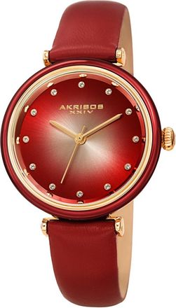 Akribos XXIV Red Dial Red Leather Ladies Watch AK1035RD