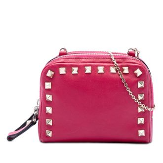 Valentino Pre-owned Valentino Leather Rockstud Double Zip Chain Crossbody Ladies LUAGTERJA5W1UGZM