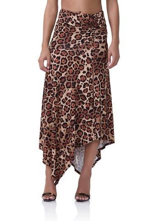 AFRM Mattie Leopard Print Handkerchief Hem Skirt in Cocoa Leopard at Nordstrom Rack, Size Xx-Small