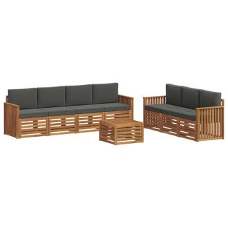 vidaXL Juegos De Sof&aacute;s Con Coj&iacute;n 8 Pcs Natural Y Antracita Vidaxl