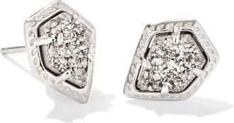 Kendra Scott Womens Framed Tessa Stud Earrings In Silver Platinum Drusy