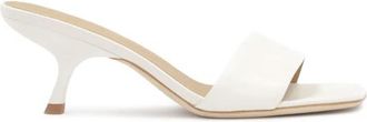 Kazar Witte minimalistische muiltjes met modieuze hak - Dames - Sandalen met hakken - Wit - 36 EU - Leer - Schoenen