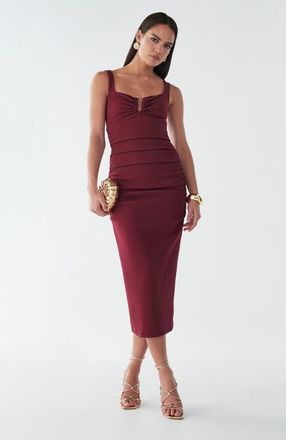 BWLDR Brookes Midi Dress in Burgundy at Nordstrom, Size 10