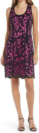 Shani Bar Laser Cut Lace Sheath Dress in Black/Fuchsia at Nordstrom Rack, Size 12