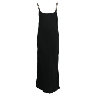 Anine Bing Chain Strap Midi Slip Dress in Black Viscose