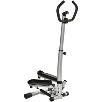 HOMCOM Fitness Stepper con Monitor LCD, Manubrio Regolabile ed Elastici