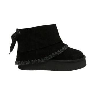 Mou Laarzen met gehaakte rand en strikdetail - Dames - Schoenen - Zwart - Maat: 40 EU