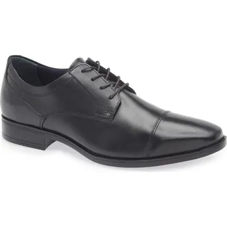 Johnston & Murphy Landon Cap Toe in Black Full Grain at Nordstrom Rack, Size 10