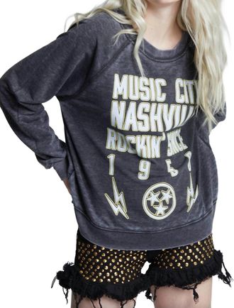 Recycled Karma Music City Nashville Sweatshirt In Black