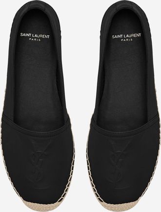 Saint Laurent Womens Leather Logo Espadrilles Black Lambskin Shoe