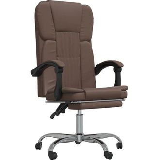 vidaXL Silla De Oficina Reclinable Cuero Sint&eacute;tico Marr&oacute;n Vidaxl