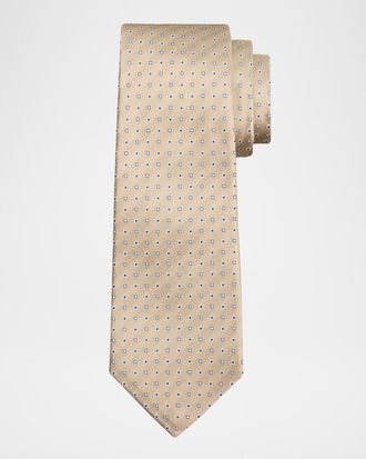 Kiton Men & apos;s Micro-Geometric Silk 7-Fold Tie