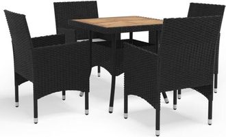 vidaXL Vidaxl - Muebles De Jard&iacute;n 5 Piezas Rat&aacute;n Sint&eacute;tico Negro Y Acacia