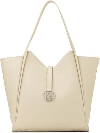 Kazar Grote cr&egrave;mekleurige schoudertas met afneembare zak - Dames - Shoppers - Beige - ONE Size - Leer - Tassen