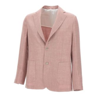 Barba Blazers, male, Pink, Size: 2XL Wool Silk Linen Blazer