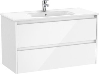 Roca Roca - Pack Unik Mueble De 2 Cajones + Lavabo Tenet Color: Blanco Brillo - Medidas: 985x460x565 Mm