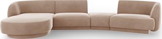BLOOMINGLOFT 5-Sitzer Design Ecksofa Miley mit abgerundeter Form und Eckteil links - Samtbezug