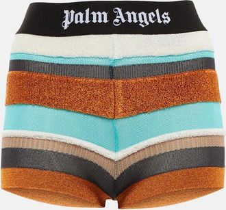 Palm Angels Lurex striped knit shorts