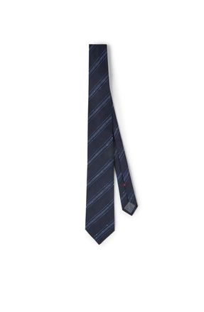 Brunello Cucinelli Silk and cotton tie in Navy Blue at Nordstrom
