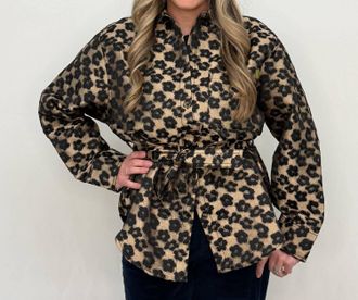FRNCH Leopard Long Sleeve Overshirt In Beige