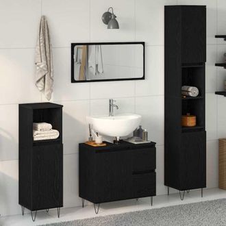 vidaXL Conjunto De Muebles De Ba&ntilde;o 3 Pcs Roble Negro 30 X 30 X 190 Cm Vidaxl