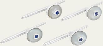 Bergdorf Goodman Mens 14K White Gold Mother-of-Pearl and Sapphire Shirt Studs