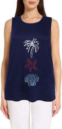 Caribbean Joe The Everyday Embroidered Tank in Navy White at Nordstrom Rack, Size X-Large
