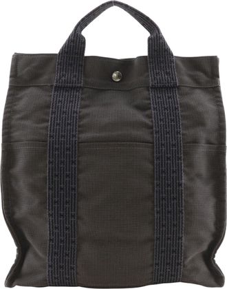 Herm&egrave;s Gray Nylon Canvas Backpack (Pre-Owned)