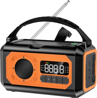 OEM Radio De Emergencia Con Manivela, Alimentada Por Energ&iacute;a Solar, Con Alerta Noaa, Bater&iacute;a De 12.000 Mah, Linterna/sos/cargador (negra)