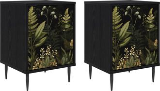 vidaXL Mesa De Noche Rhenen 2 Uds. Roble Negro 36 X 33 X 51 Cm Vidaxl