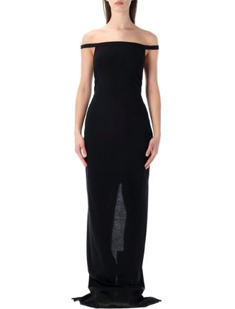 Rick Owens Black Draped Sleeveless Maxi Dress