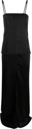 Blumarine Abito Raso Ins. Denim - Dames - Maxi kleedjes - Zwart - S - Denim - Kleedjes