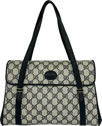 Gucci Navy Pvc Leather Handbag Shoulder Bag Tote Bag (Pre-Owned)