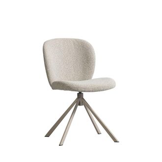 Woood Conjunto de 2 sillas de tela boucl&eacute; y metal - beige