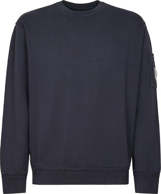C.P. Company Minimalist Black Diagonal Fleece Crewneck Sweatshirt