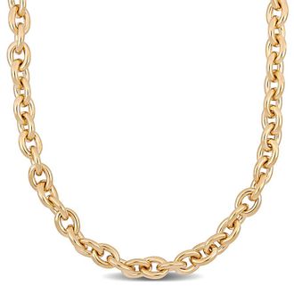 Amour 18 Inch Oval Link Necklace In Yellow Plated Sterling Silver