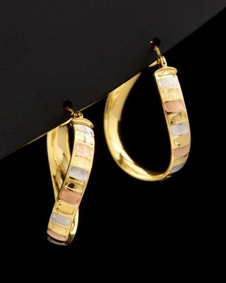 Italian Gold, Inc 14K Tri-Tone Italian Gold Satin Finish Twist Hoops