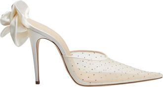 Magda Butrym Schoenen, Dames, Wit, 39 EU, Leer, Crystal Cream Muiltjes met Hak