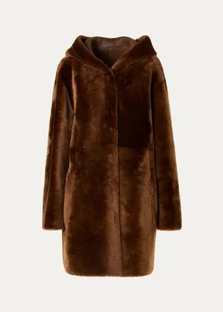 Akris Hooded Shearling Oversized Coat