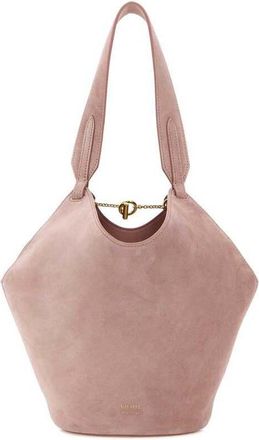 Khaite Pink Suede Mini Lotus Shoulder Bag Dustypink Baby Calfskin Borse A Mano
