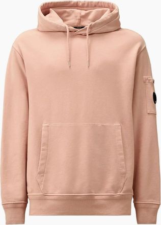 C.P. Company Mens Diagonal Fleece Resist Dyed Lens Hoodie - Pink - Size: 38