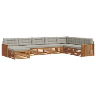 vidaXL Conjunto De Sof&aacute;s De Exterior 8 Pcs Gris Natural Y Claro Vidaxl