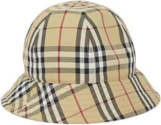 Burberry Accessoires, Dames, Beige, ONE Size, Nylon, Check Bucket Hat