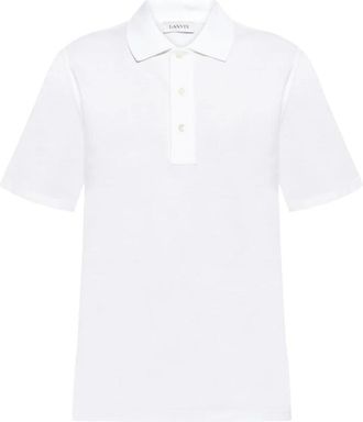 Lanvin Wit Poloshirt met Korte Mouwen - Heren - Polos - Wit - 2XL - Katoen - Tops