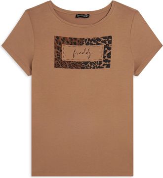 Freddy T-shirt donna stampa animalier e strass