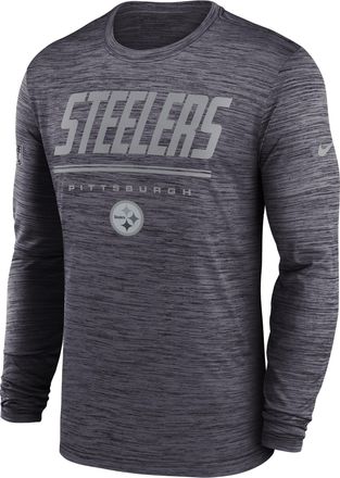 Nike Pittsburgh Steelers Sideline Team Issue Velocity Nike Mens Dri-FIT NFL Long-Sleeve T-Shirt in Black | 02EQ00A7L-CH4